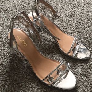 Clear glass sandal heels